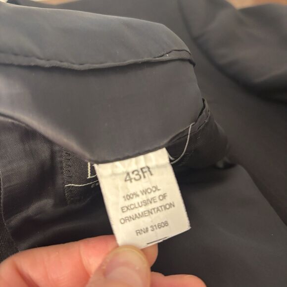 Jos A Bank Mens 43R Navy Blue Pinstripe Suit Blazer Pants 2 Piece Wool READ - Picture 15 of 15